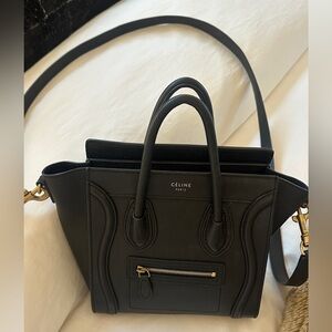 Black Celine smooth calfskin Nano luggage crossbody
